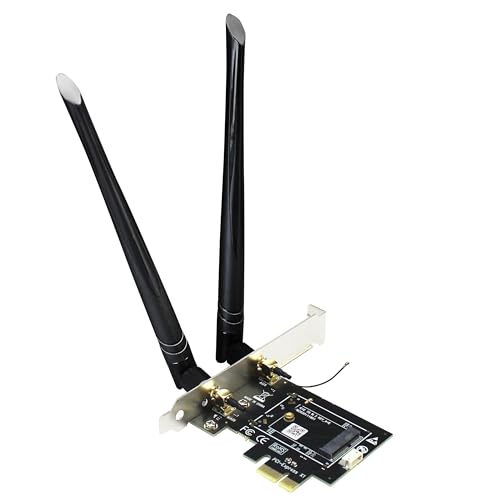 GLOTRENDS WA01 M.2 E Key to PCIe X1 WiFi Bluetooth Adapter for M.2 WiFi 4/5/6/6e/7/Coral TPU Module, with 6-dBi SMA Antenna Kits - Image 1