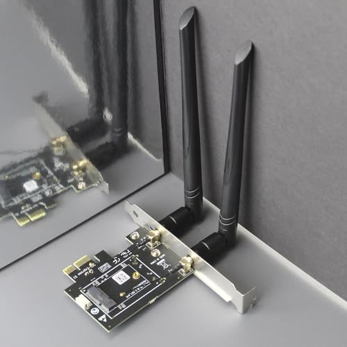 GLOTRENDS WA01 M.2 E Key to PCIe X1 WiFi Bluetooth Adapter for M.2 WiFi 4/5/6/6e/7/Coral TPU Module, with 6-dBi SMA Antenna Kits - Image 3