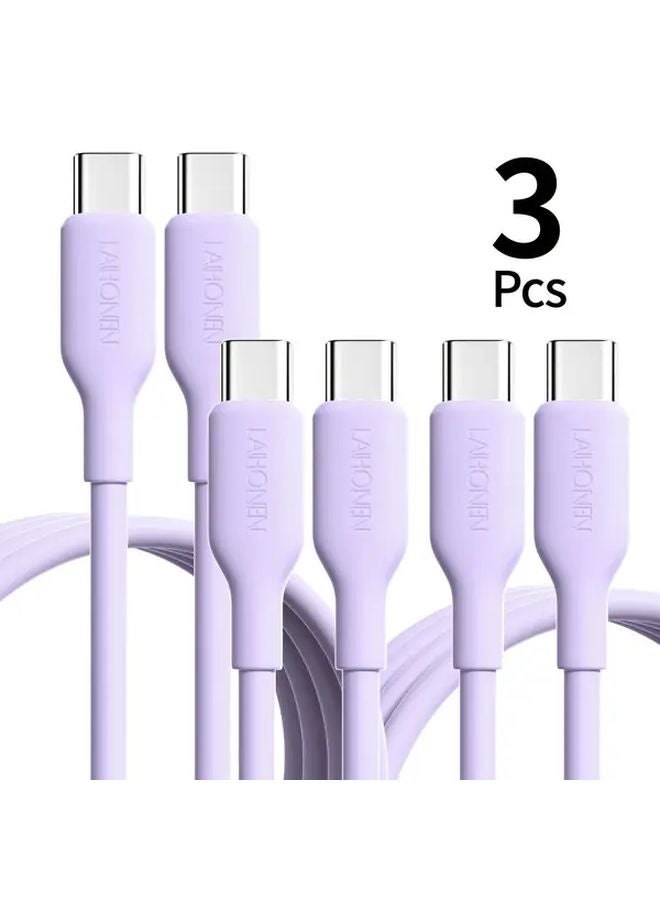 3pcs Pink 60W PD Fast Charging USB C Cable 10ft for iPhone 16 15 Samsung S25 MacBook - Image 2