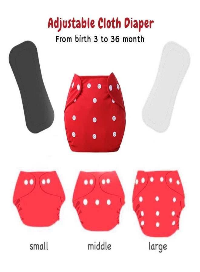 First Trend Cloth Diaper- Reusable, Washable and Adjustable Snap Buttons Cloth Diaper For Babies (0-36 Months Newborn) With Wet-Free Insert Pads (Red) - Image 3
