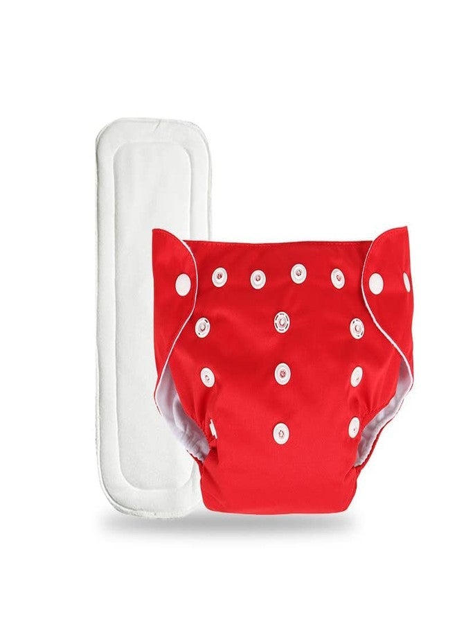 First Trend Cloth Diaper- Reusable, Washable and Adjustable Snap Buttons Cloth Diaper For Babies (0-36 Months Newborn) With Wet-Free Insert Pads (Red) - Image 1
