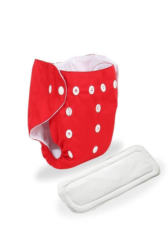 First Trend Cloth Diaper- Reusable, Washable and Adjustable Snap Buttons Cloth Diaper For Babies (0-36 Months Newborn) With Wet-Free Insert Pads (Red) - Image 2