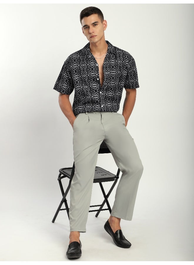Beyoung Black and White Printed Cuban Shirt  - Image 4