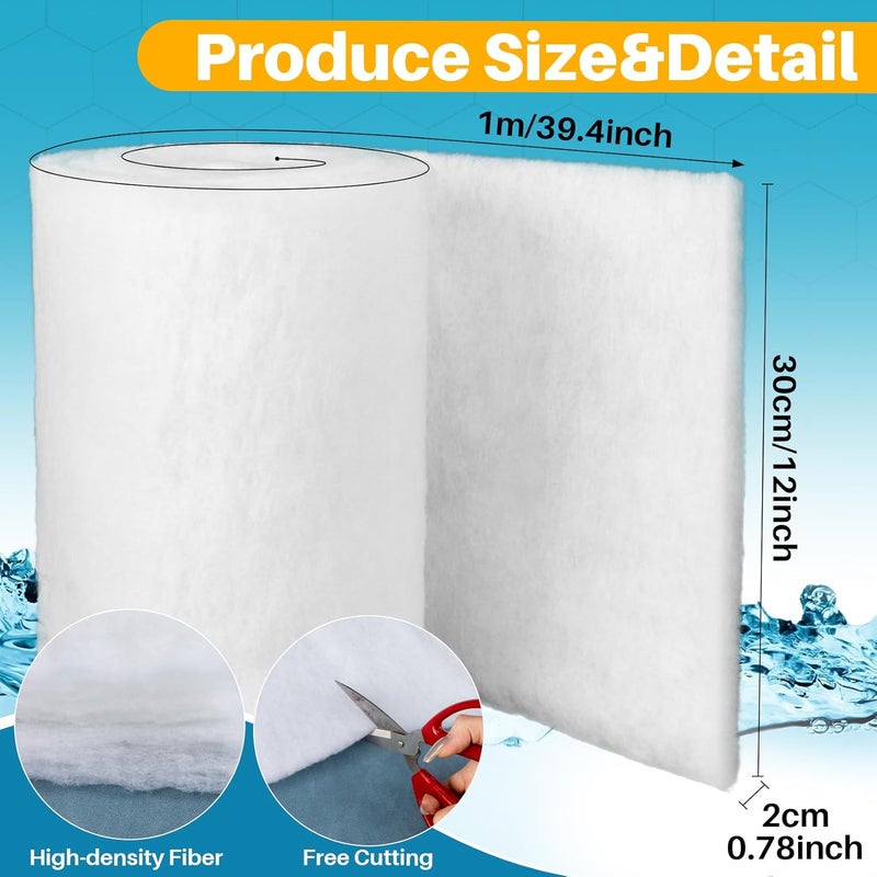 Rainflow MAQIHAN Aquarium Filter Pad - Aquarium Filter Media, Aquarium Filter Floss,39.4 x 11.8in Filter Pad, Filter Floss for Fish Tank, Aquarium, Ponds,Garden，Saltwater, Fershwater,Plant, Trutle(White) - Image 2