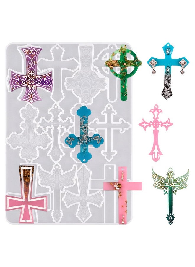 Sakolla Cross Resin Molds,12 Cavity Epoxy Resin Cross Molds Silicone Molds For Keychain Diy Craft Necklace Jewelry Pendant Making Halloween Gifts - Image 1