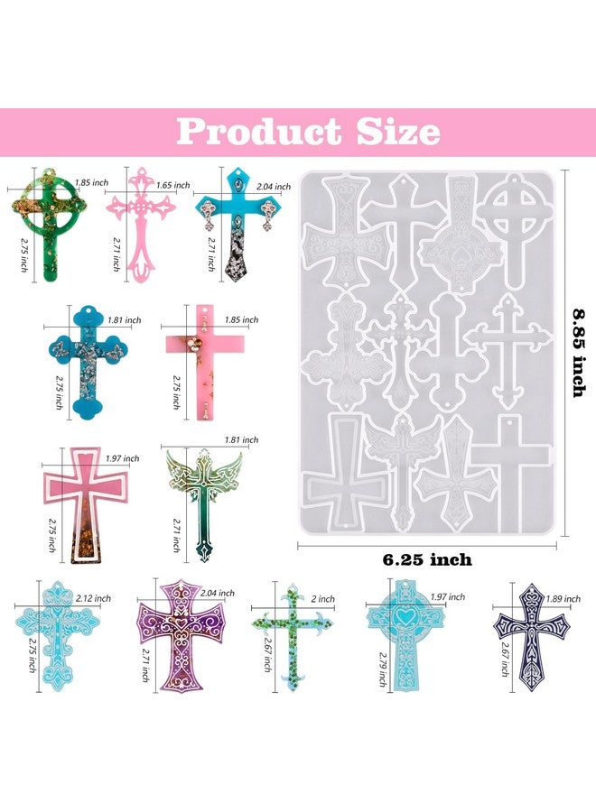 Sakolla Cross Resin Molds,12 Cavity Epoxy Resin Cross Molds Silicone Molds For Keychain Diy Craft Necklace Jewelry Pendant Making Halloween Gifts - Image 3