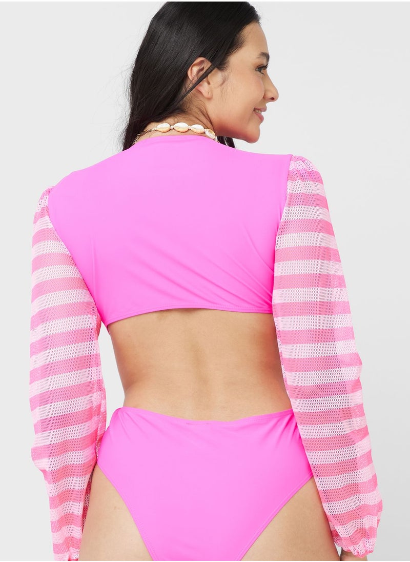 ELLA - Long Sleeve Swimsuit With Cutout Detail - Image 1