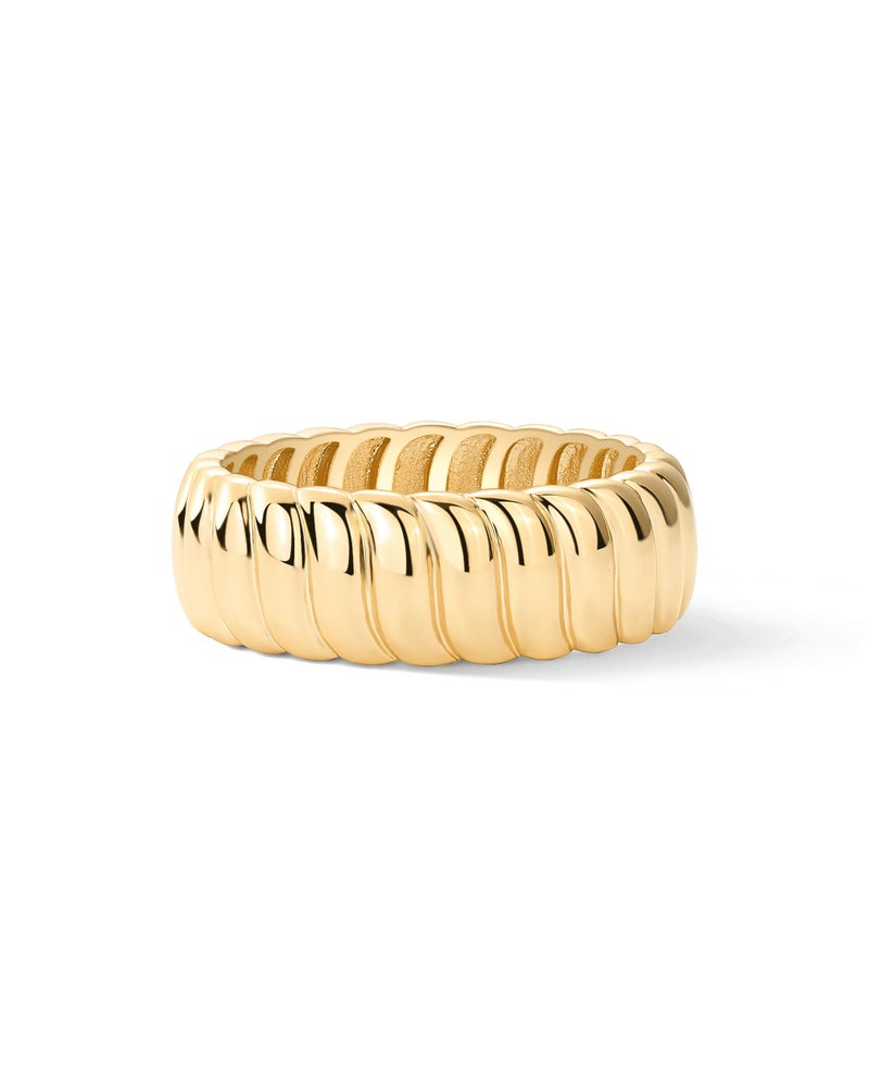 PAVOI 14K Yellow Gold Plated Chunky Statement Ring | Chunky Stackable Wide Band for Women | Size 9 - Image 5