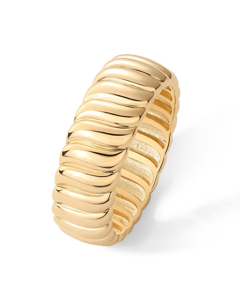 PAVOI 14K Yellow Gold Plated Chunky Statement Ring | Chunky Stackable Wide Band for Women | Size 9 - Image 1