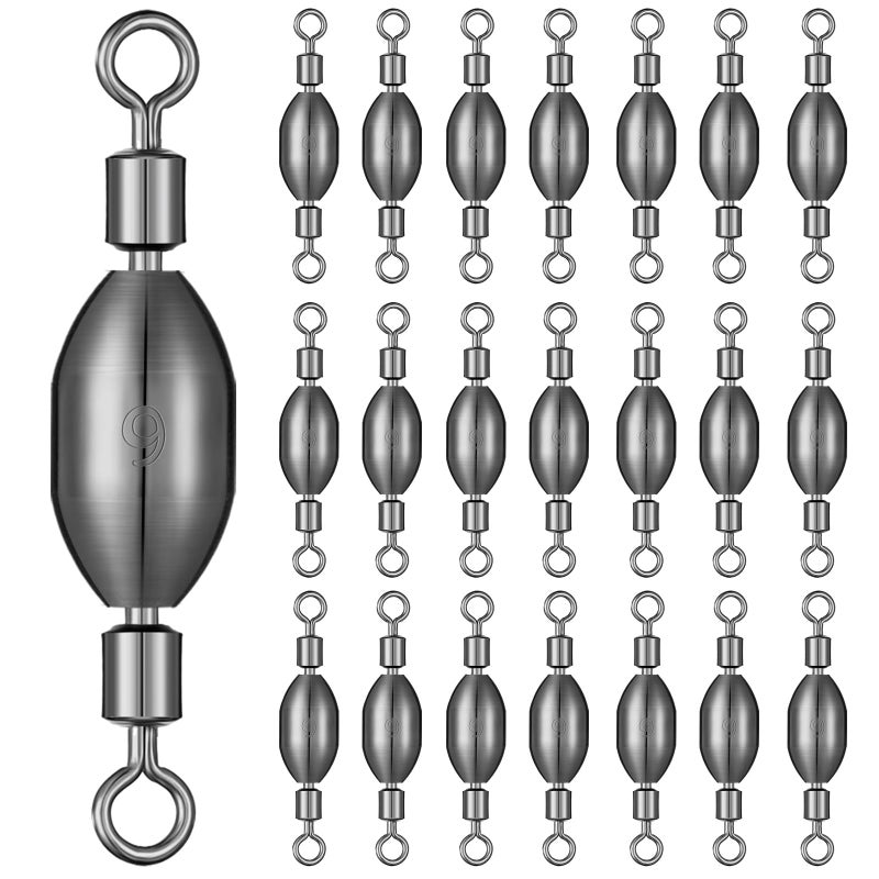 Seenelling 20 Pcs Brass Fishing Sinker Swivel Fishing Weights Saltwater Bullet Sinkers Drop Shot Weight Egg Sinkers with Swivel Rolling Removable Freshwater(1/8oz) - Image 1