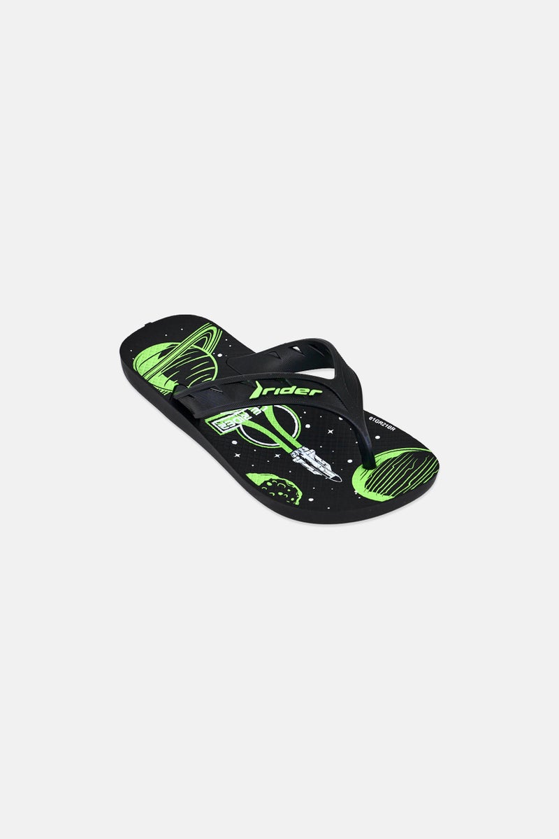 RIDER Kids Boy Slip On Slippers, Black - Image 1