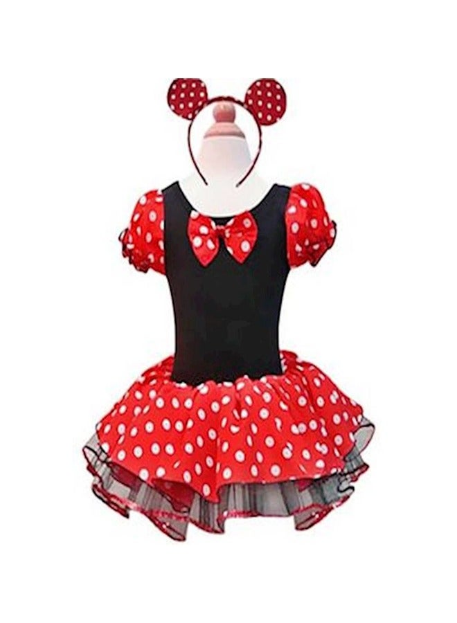 Dressy Baby Girl Polka Dots Fancy Dress Up Costume Birthday Party Tulle Dresses with Headband - Image 1
