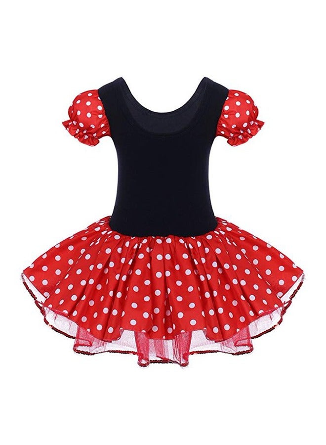 Dressy Baby Girl Polka Dots Fancy Dress Up Costume Birthday Party Tulle Dresses with Headband - Image 2
