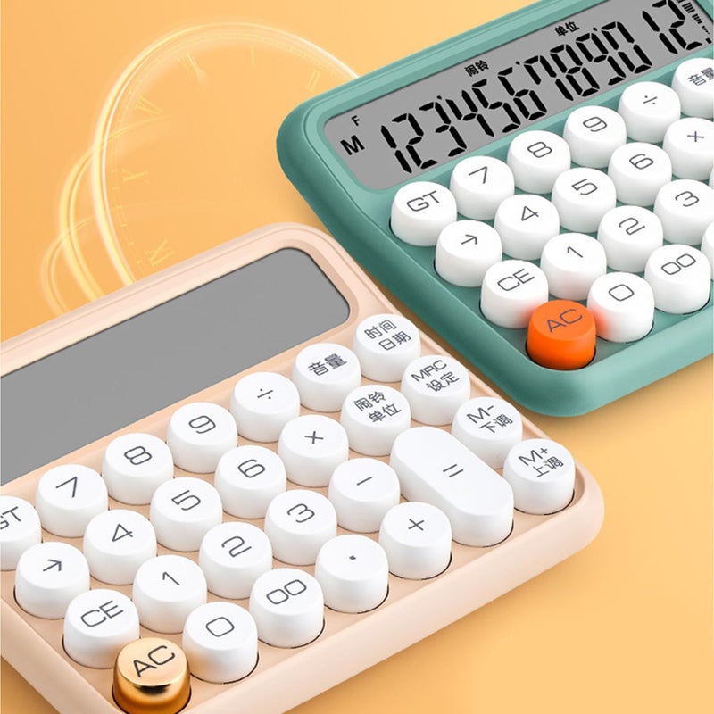 Pwshymi 12 Digit Large LCD Calculator Big Button Mechanical Switch For Office School Home Milk Tea Color - Image 5