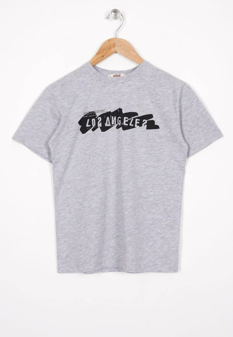 Zepkids Los Angels Printed Gray Melange Color Boy Tshirt