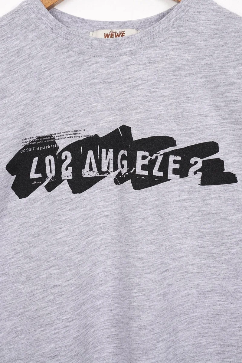 Zepkids Los Angels Printed Gray Melange Color Boy Tshirt