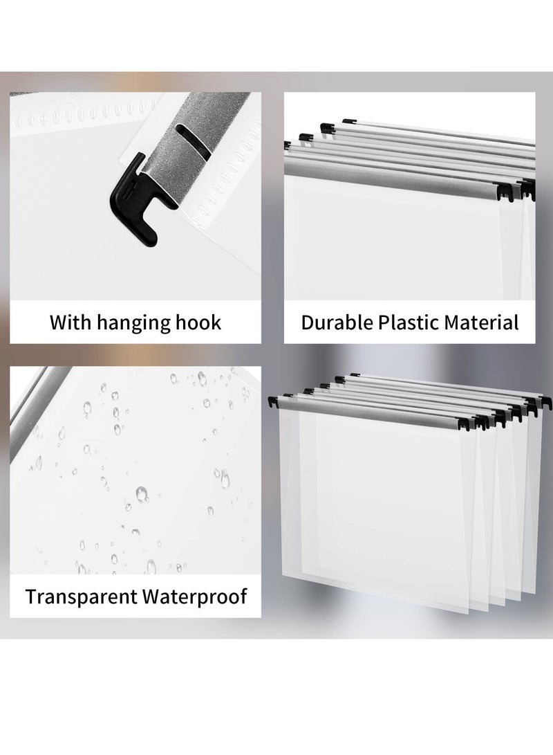 10 Pack Clear Letter Size Hanging File Folders with Tabs Transparent Organizers for Office and School Document Filing Cabinets - Image 2