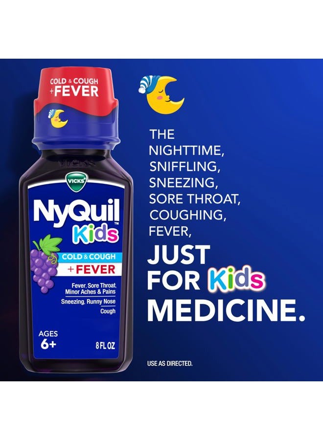 Vicks DayQuil and NyQuil Kids Grape Cold & Cough + Fever Multi-Symptom Relief Liquid Co-Pack, Specially Formulated for Kids Ages 6+, 2x8 OZ - Image 2