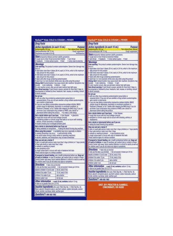Vicks DayQuil and NyQuil Kids Grape Cold & Cough + Fever Multi-Symptom Relief Liquid Co-Pack, Specially Formulated for Kids Ages 6+, 2x8 OZ - Image 4