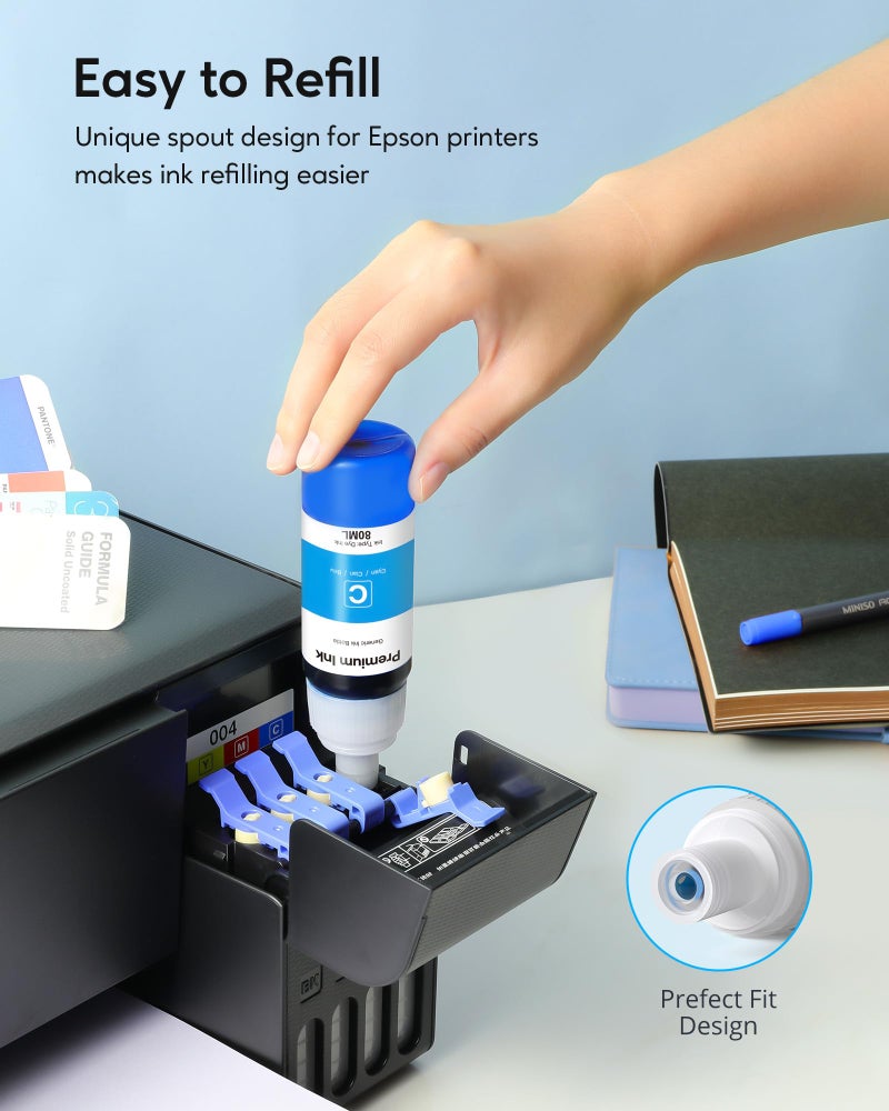 CEEBOO Compatible Ink Bottle Replacement for Epson 502 (Not Sublimation Ink), Use for ET-2850 ET-3830 ET-3850 ET-2760 ET-3760 ET-15000 printer, 2 Black,Cyan,Magenta,Yellow, High Capacity 5 Bottles - Image 3