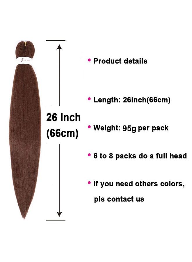 Aliabsion Pre-stretched Braiding Hair Brown 26 inch - 8 Packs Pre Stretched Brown Braiding Hair for Twists Crochet Braids Synthetic Crochet Hair Extensions for Braiding - Image 3
