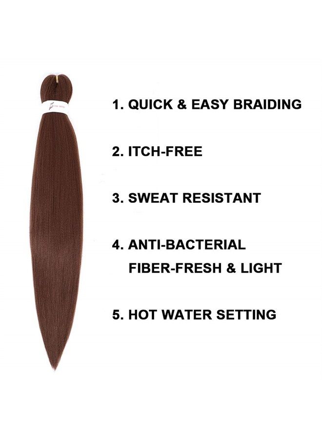 Aliabsion Pre-stretched Braiding Hair Brown 26 inch - 8 Packs Pre Stretched Brown Braiding Hair for Twists Crochet Braids Synthetic Crochet Hair Extensions for Braiding - Image 4