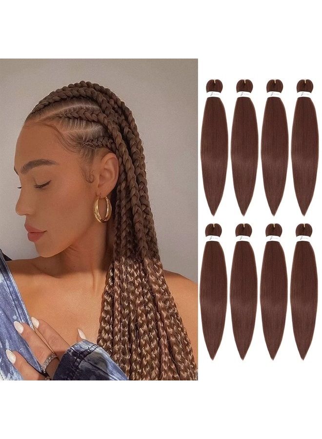 Aliabsion Pre-stretched Braiding Hair Brown 26 inch - 8 Packs Pre Stretched Brown Braiding Hair for Twists Crochet Braids Synthetic Crochet Hair Extensions for Braiding - Image 1