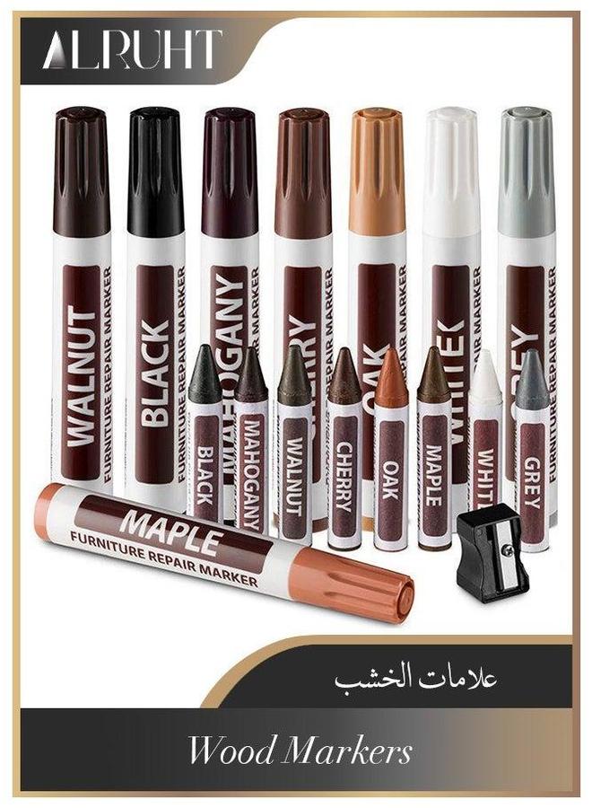 HOMESTAR 17-Piece Furniture Repair Kit, Wood Markers and Wax Sticks with Sharpener Kit for Stains, Scratches, Floors, Tables, Carpenters, Bedposts, Touch Ups Cover - Image 1