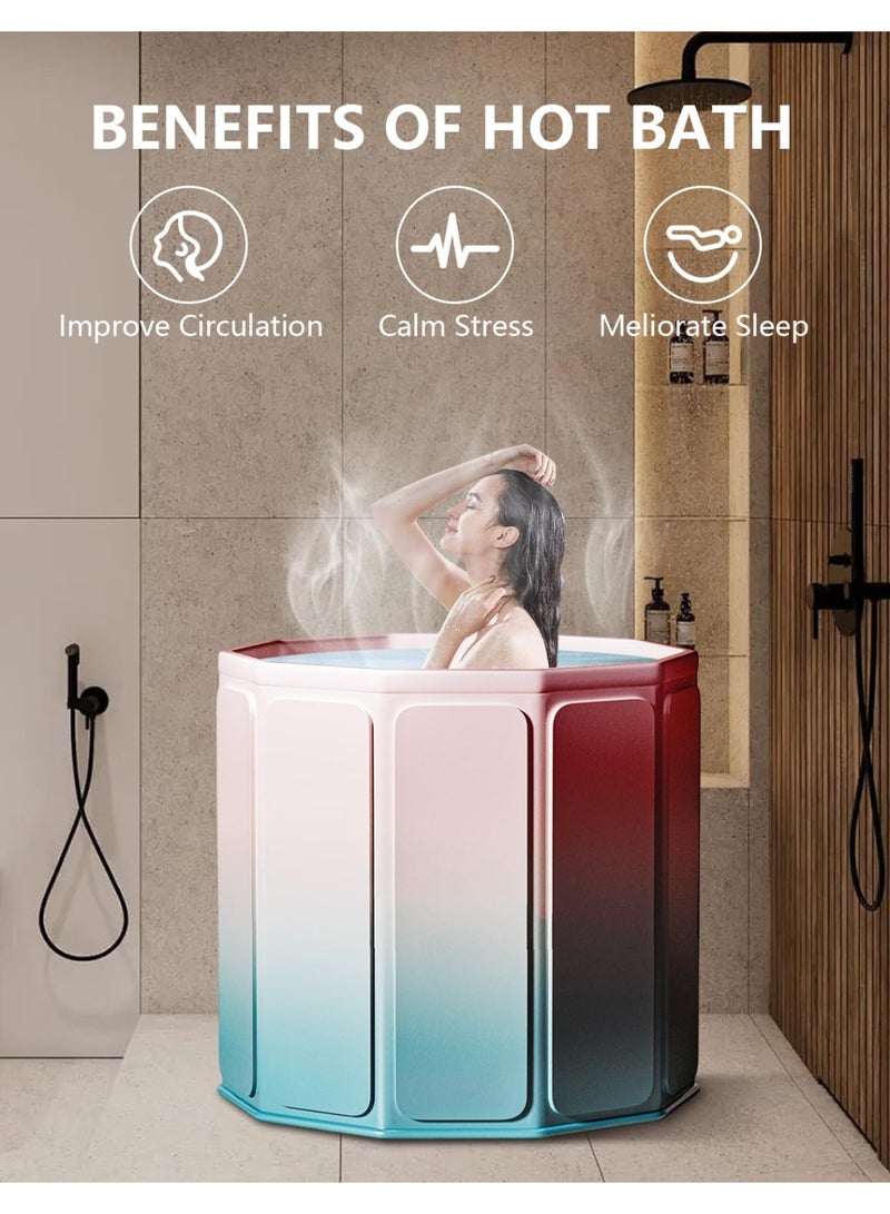 ZERIFAM Portable Bathtub for Adults,  Collapsible Freestanding Bathtub for Shower, Hot Ice Bath Tubs with Thickened Thermal Foam to Keep Temperature, PVC Outdoor Soaking Tub for Camping, Home & Spa - Image 1