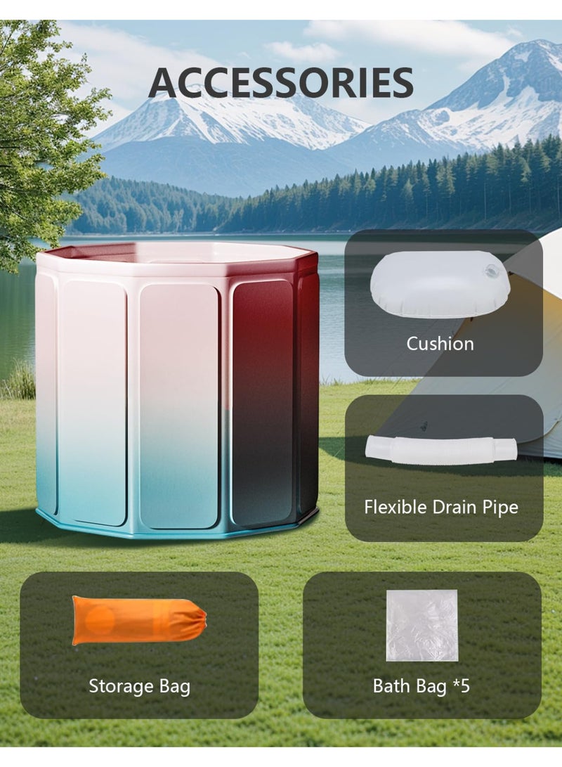 ZERIFAM Portable Bathtub for Adults,  Collapsible Freestanding Bathtub for Shower, Hot Ice Bath Tubs with Thickened Thermal Foam to Keep Temperature, PVC Outdoor Soaking Tub for Camping, Home & Spa - Image 3