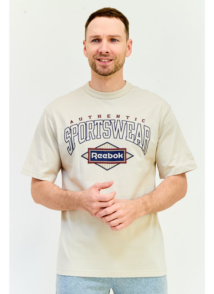 Reebok Men Sportswear Fit Short Sleeve Outdoor T-Shirt, Beige  - Image 1