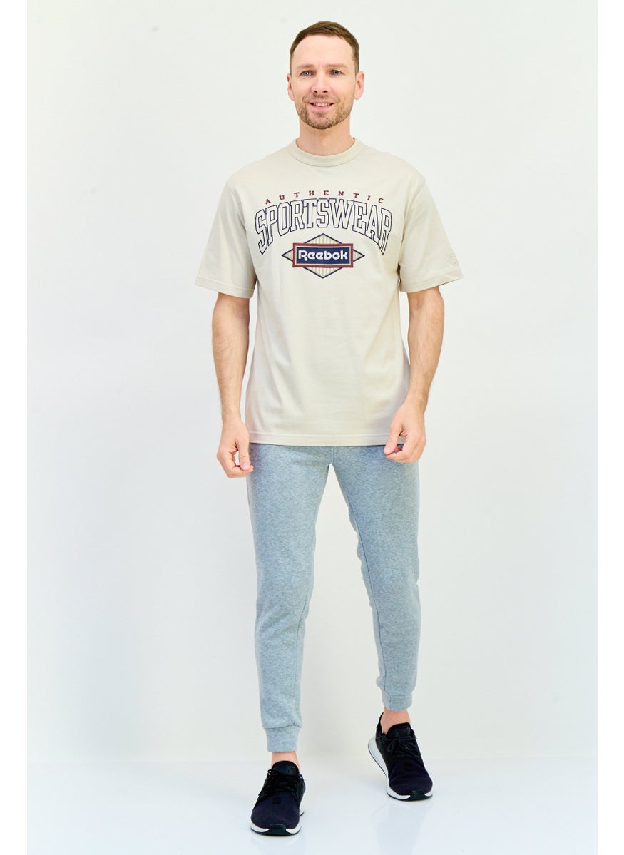 Reebok Men Sportswear Fit Short Sleeve Outdoor T-Shirt, Beige  - Image 4