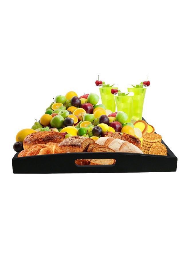 DILLMAN Serving Tray Large Black Wood Rectangle Food Tray Butler Tray Breakfast Tray with Handles (Large) - Image 3