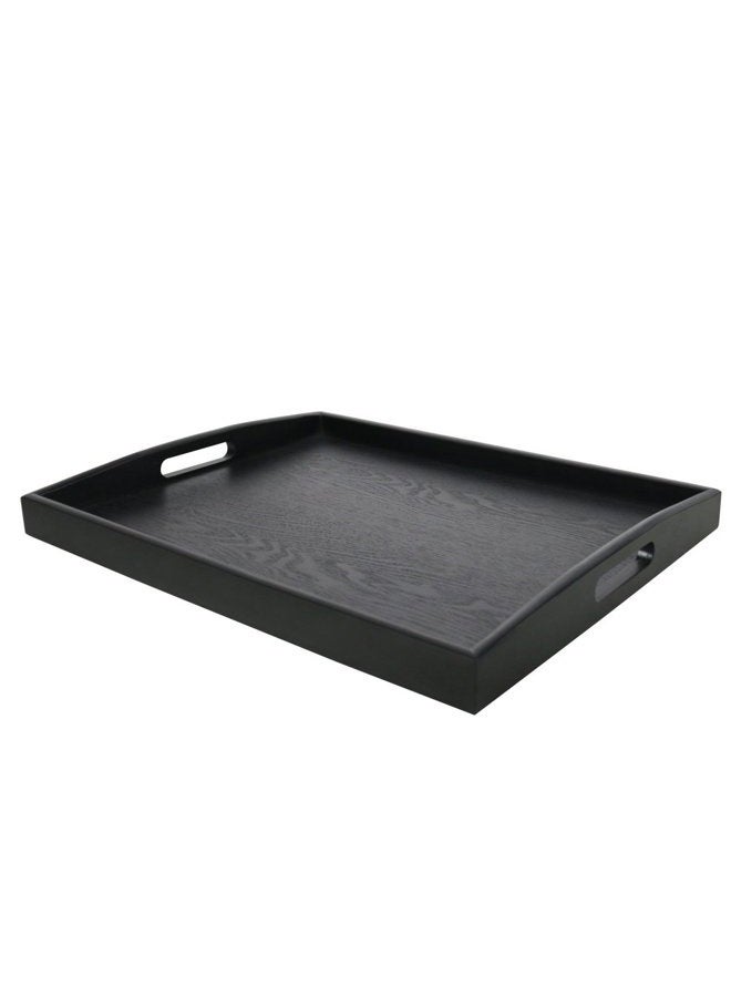 DILLMAN Serving Tray Large Black Wood Rectangle Food Tray Butler Tray Breakfast Tray with Handles (Large) - Image 1