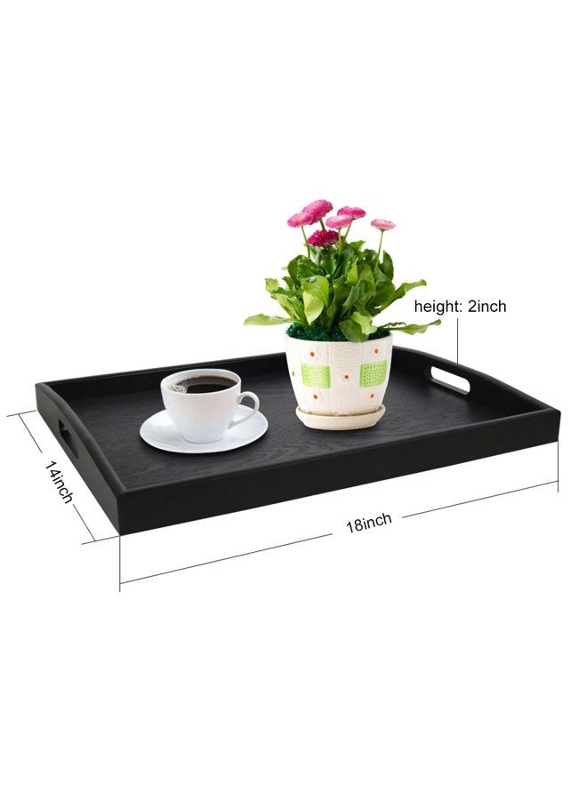 DILLMAN Serving Tray Large Black Wood Rectangle Food Tray Butler Tray Breakfast Tray with Handles (Large) - Image 4