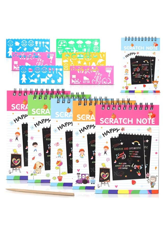 كتاب خدش صغير من FINEMOE بمقياس استنسل للأطفال، هدايا إرجاع مجمعة لعيد الميلاد، مجموعة أنشطة سحرية، هدايا إرجاع مدروسة للفتيات والفتيان للأعمار 3 4 5 6 7 8، مجموعة فنية وحرفية - 6 قطع