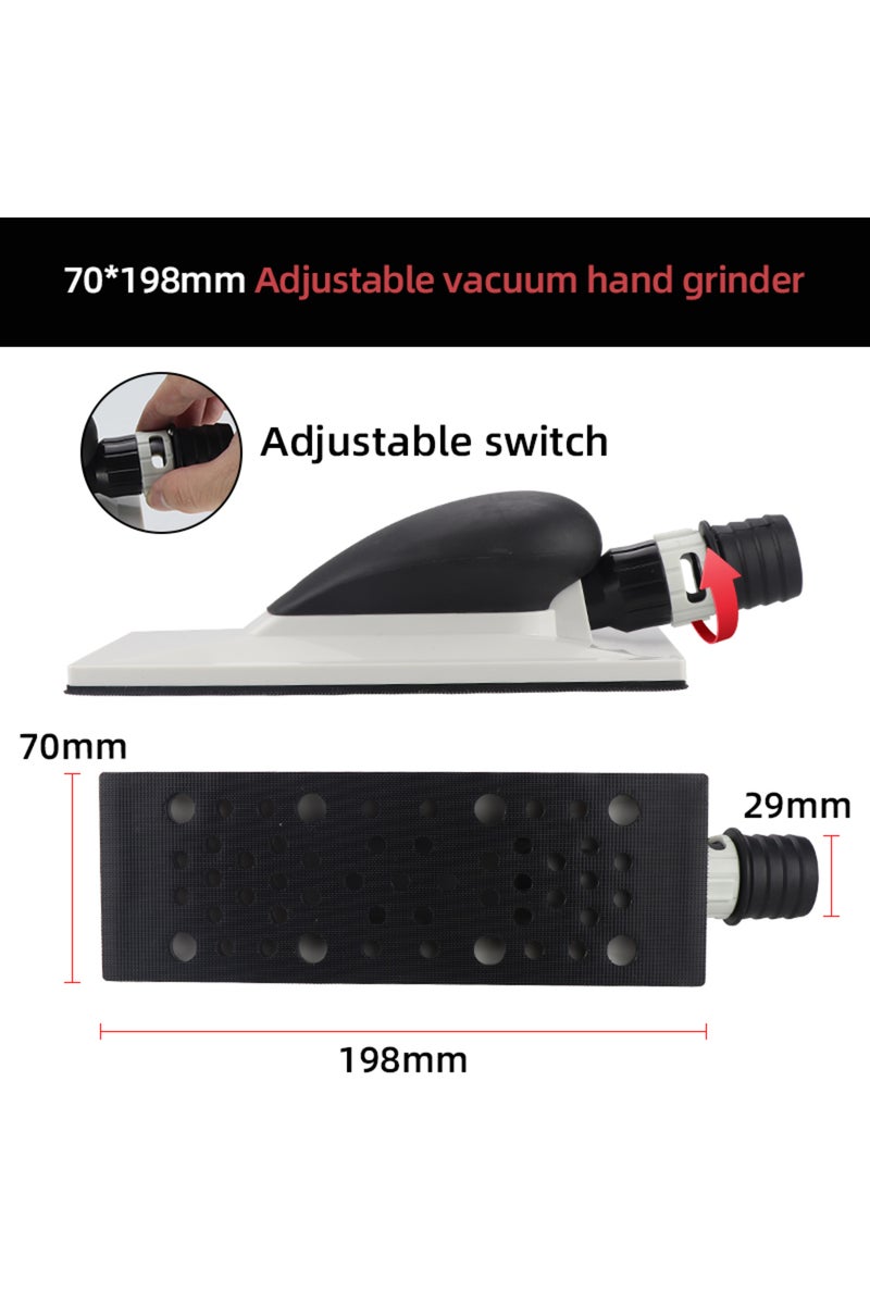 حامل ورق صنفرة يدوي أسود من HIFESON، مقاس 70 × 198 مم، مزود بنظام شفط الغبار، لصنفرة خالية من الغبار.