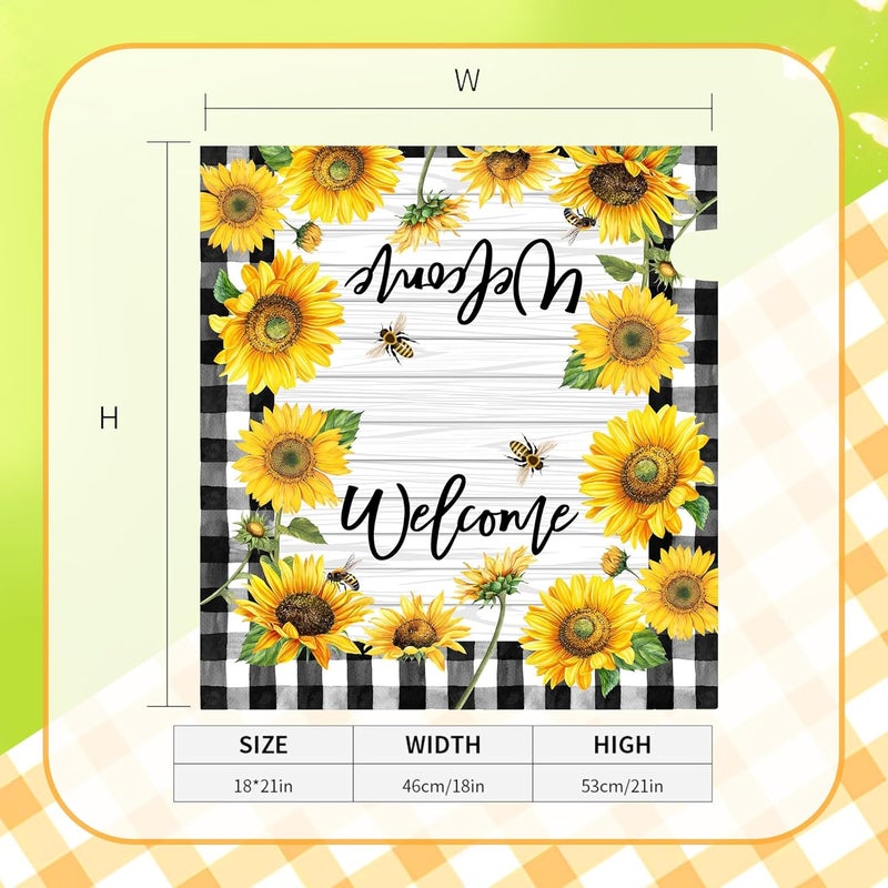 ARKUKT Summer Sunflowers Mailbox Cover Magnetic Welcome Floral Checkered Mailbox Wraps Post Letter Box Cover for Garden Yard Home Decor Standard Size 21" x 18" - Image 3