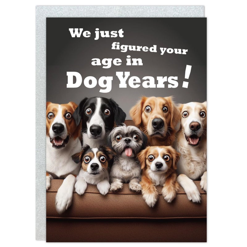 Gooji 5x7 Dogs Birthday Card, Funny Humorous Cute Card for Wife Husband Teenage Young Boy Girl Men Women Adult, Golden (Age) - Image 1