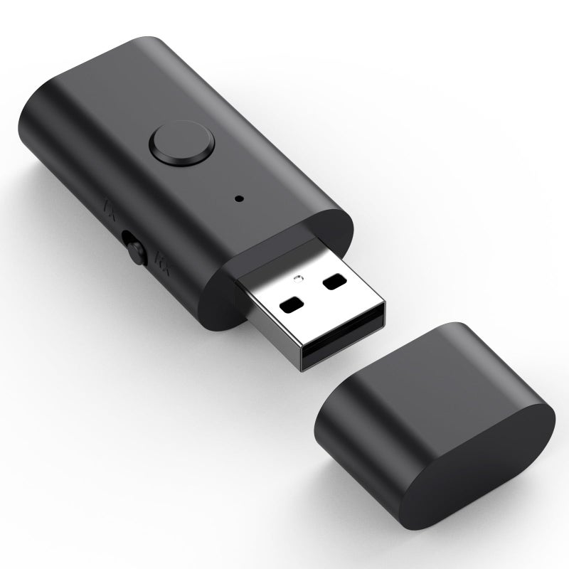 Gentechvvybuy جهاز إرسال واستقبال بلوتوث 5.3، محول USB لاسلكي 3.5 مم، تأخير منخفض، ميكروفون مدمج، بث موسيقي، مكالمات بدون استخدام اليدين، بدون حاجة إلى تعريف - للتلفاز، الكمبيوتر، نظام الصوت المنزلي/السيارة، سماعات الرأس، مكبرات الصوت - Image 1