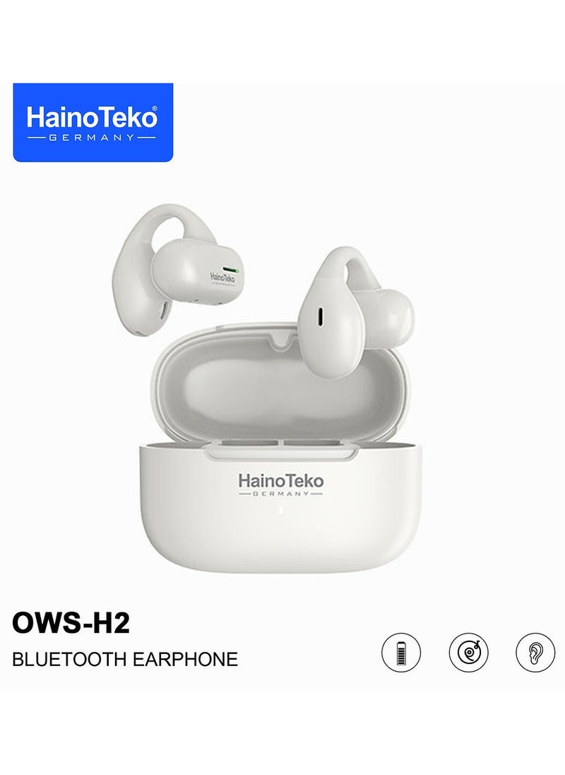 Haino Teko Haino Teko Germany OWS H2 True Wireless Earphone With Super Clear Mic and High Bass Sound Quality White  - Image 1