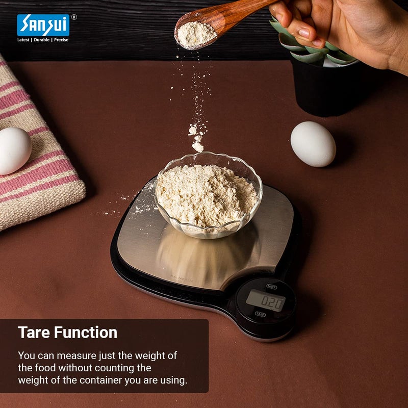 Sansui BatteryFree Digital Kitchen Scale with Stainless Steel Platform Food Weight Machine for Health Fitness Home Baking Cooking 5 kg Stainless Steel - Image 5