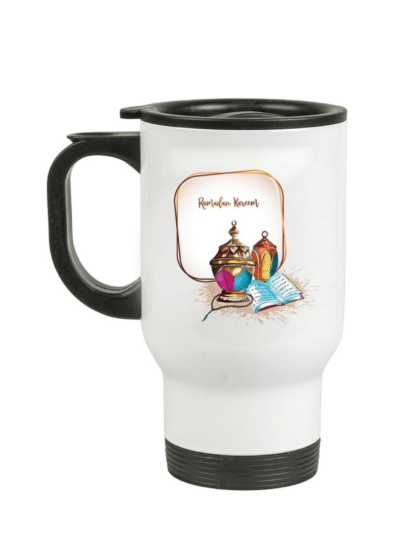 PRINTSHOP4ME - Ramadan Stainless Steel Travel Mug - Gift for Ramadan - Friends - Colleagues - Ramadan Coffee Mug for Hot or Cold Beverages - Image 1