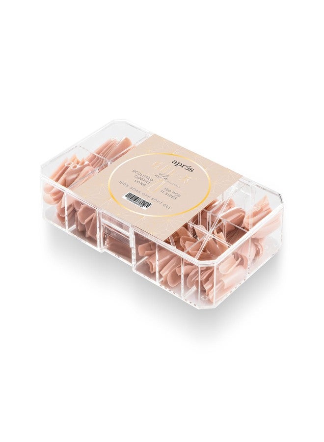 APRÉS Apres Neutrals Gel-X Lila Box Of Nail Tips, 11 Sizes 00-9, Soft Gel Nail Tip Box, Nail Extensions (150pcs) (Sculpted Coffin Long, 150pcs) - Image 1