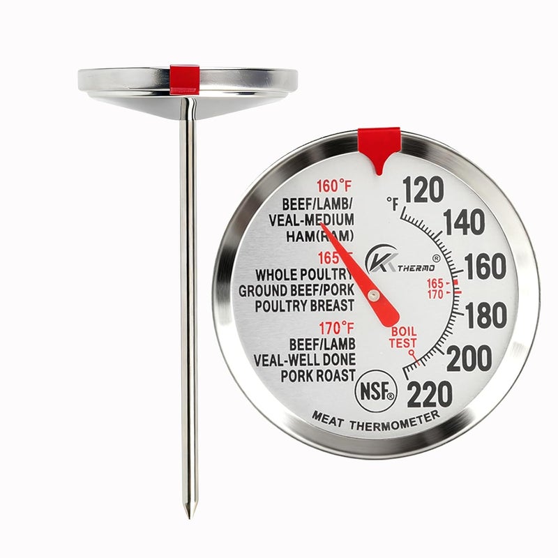 KT THERMO NSF Certified Instant Read Meat Thermometer - 2.5" Waterproof Dial, 5" Long Probe for Oven Safe Cooking, Roasting, Baking, BBQ & Poultry - Image 1