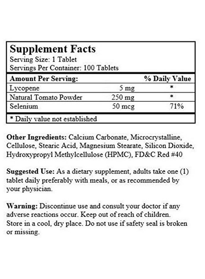 Nu-Health Natural Tomato Extract With Lycopene 100 Tablets - Image 3