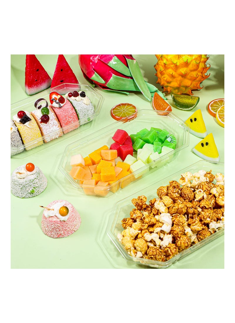 SYOSI - 100 Pcs Summer Banana Split Boats, Disposable Ice Cream Sundae Bowls, Clear PET Fruit Split Bowls, Plastic Oblong Serving Boat Sundae Splits Bowl Tray, for Dessert Kids Birthday Party - Image 1