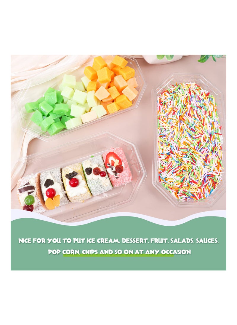 SYOSI - 100 Pcs Summer Banana Split Boats, Disposable Ice Cream Sundae Bowls, Clear PET Fruit Split Bowls, Plastic Oblong Serving Boat Sundae Splits Bowl Tray, for Dessert Kids Birthday Party - Image 1