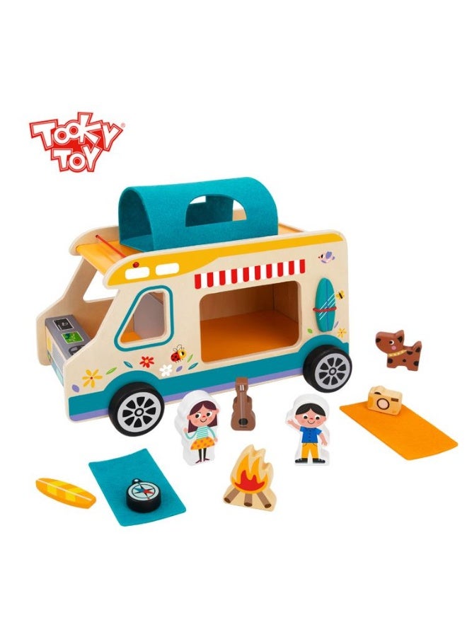 Tooky Toy Wooden Camping RV, 13 pcs - Image 1