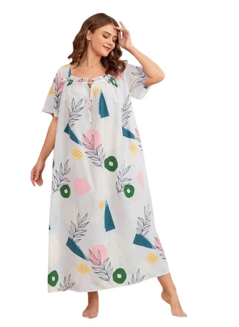 A distinctive summer jalabiya made of 100% cotton with delicate embroidery. It fits comfortably from sizes 60 to 120.